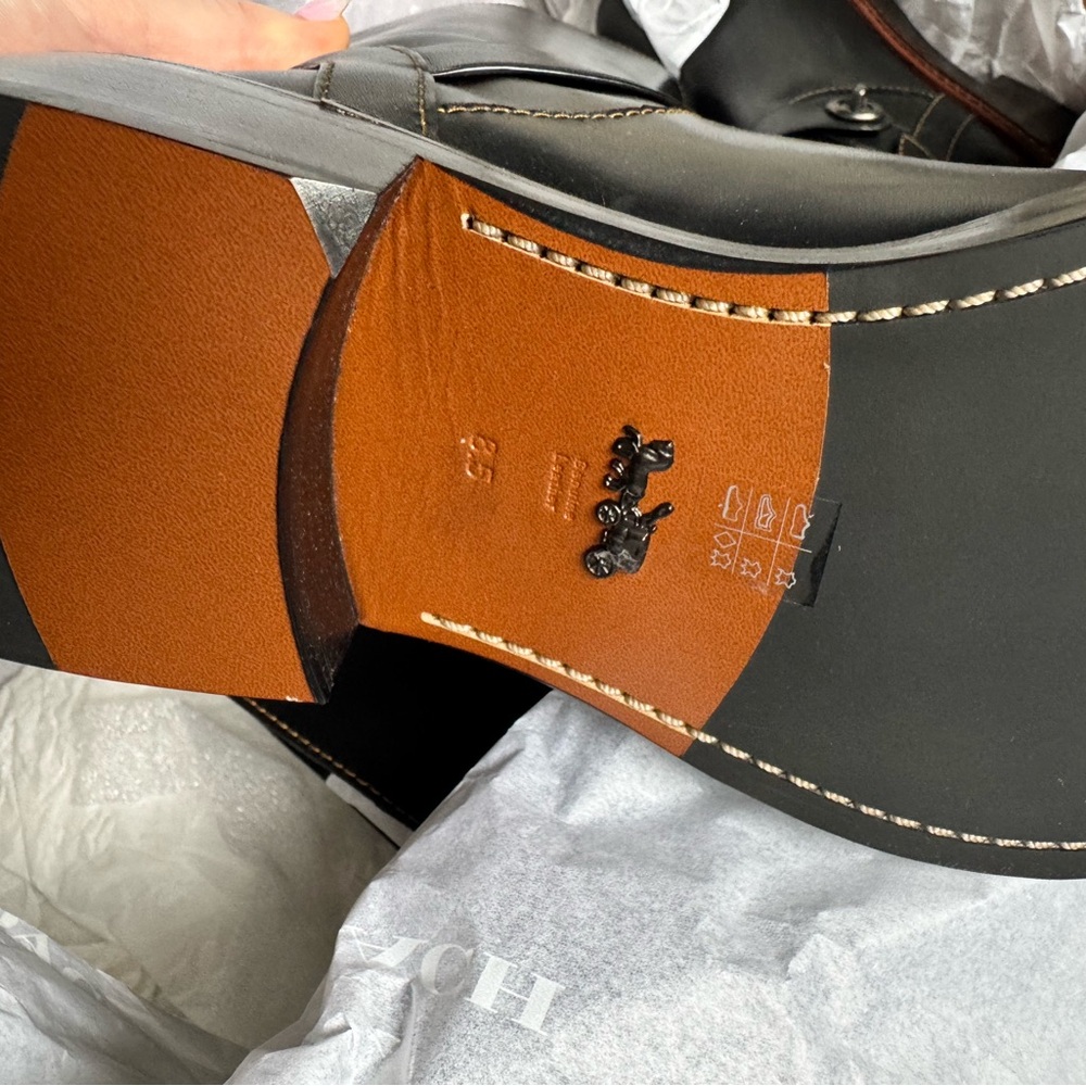 Coach Black Heeled Boots with Silver Buckle - Picture 8 of 8